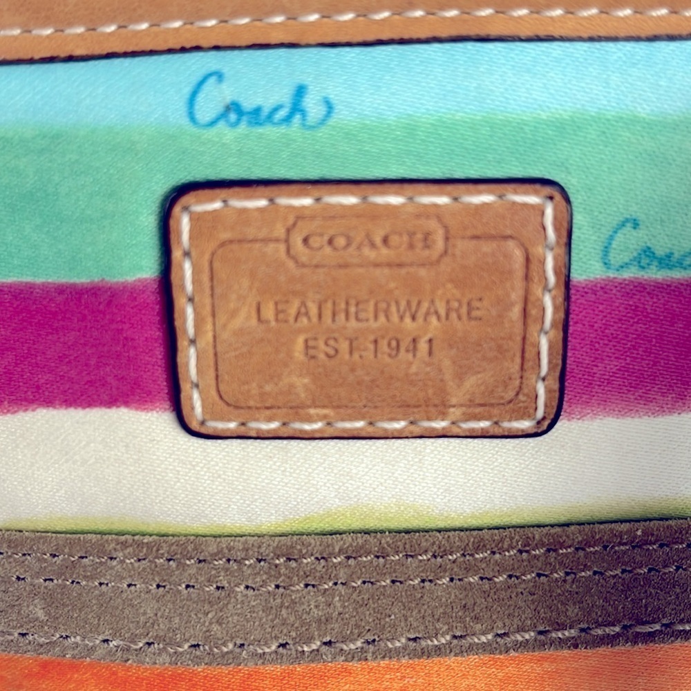 Coach Hampton Watercolors Pastel Striped Fabric Tote Handbag Small G0932-10025 - Picture 11 of 16